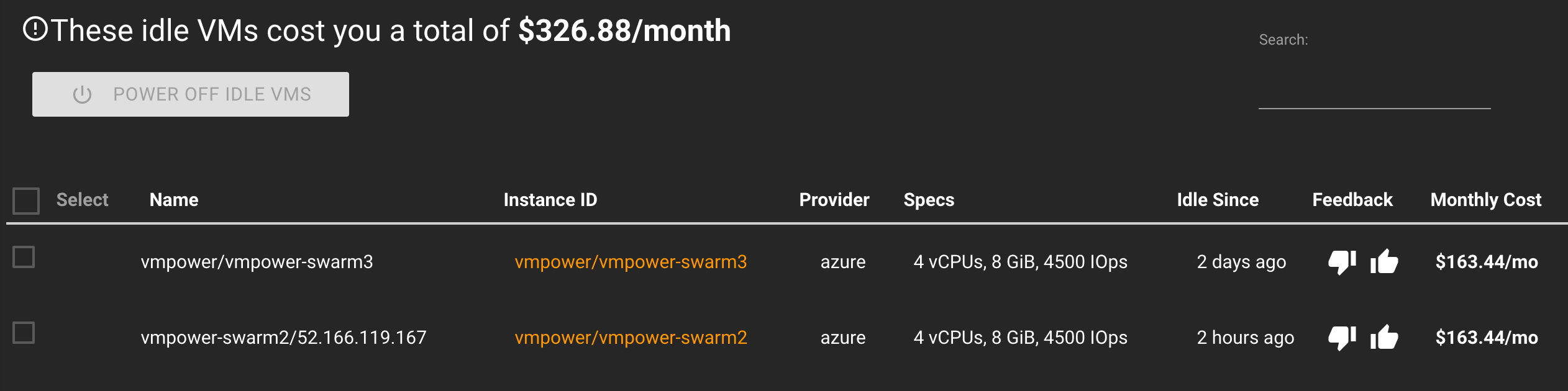 Idle VMs VMPower Help Center