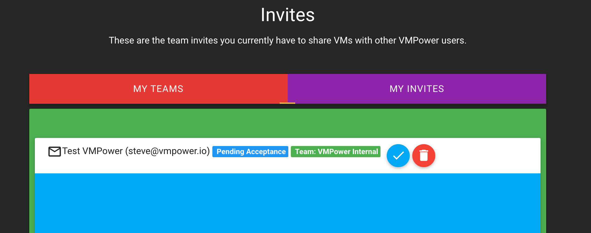 Team Invites Page